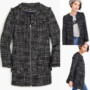 J. Crew Tweed Jacket Car Coat Women's Sz 00 Preppy Corporate